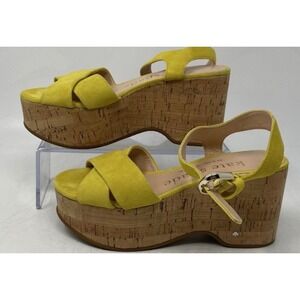 Kate Spade Women Jasper Suede Yellow Platform Sandal Wedge Open Toe Size 5.5
